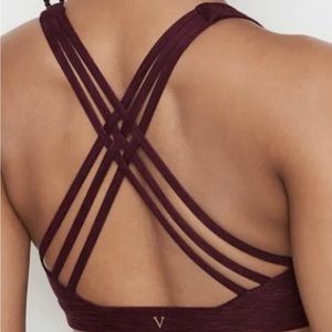 VICTORIA'S SECRET NWT Strappy Sports Bra Heather Maroon -Size XS